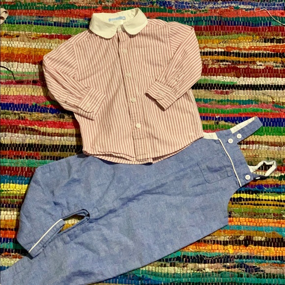 Janie & Jack chambray overalls 12-18 - Picture 1 of 3